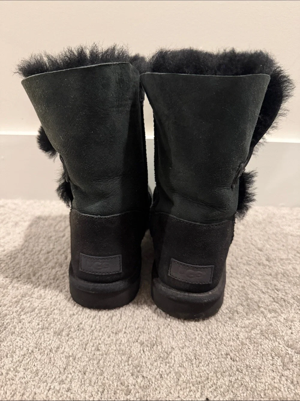 UGG Black Short Suede Shearling Boots